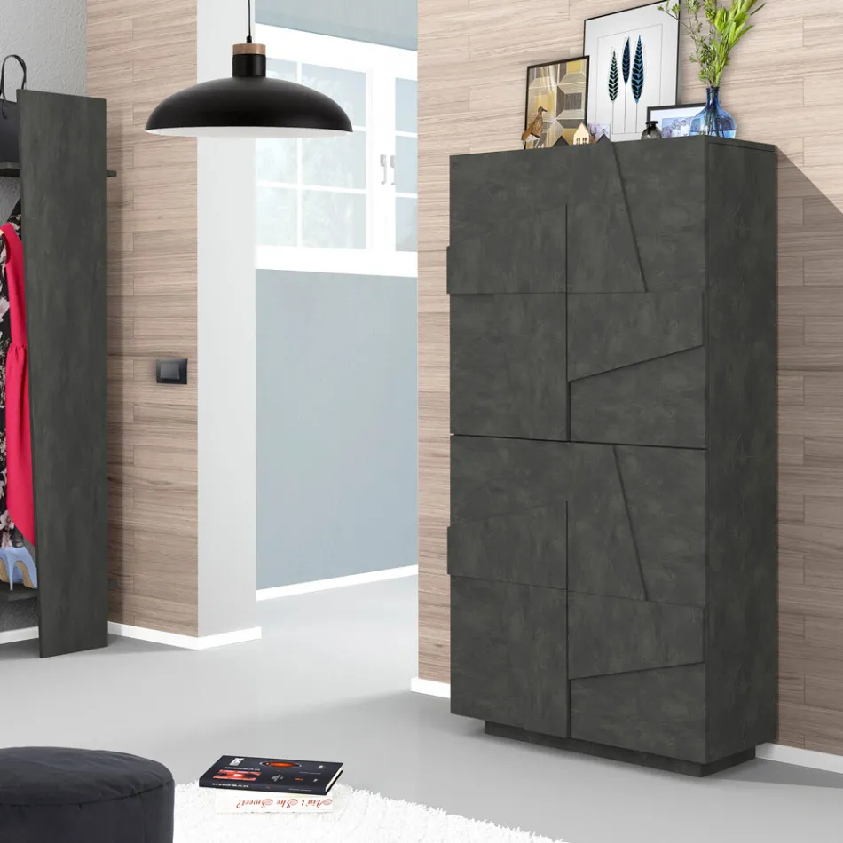 Schuhschrank aus Melamin für den Innenbereich mit 4 Türen Made in Italy - Naditza Viadurini