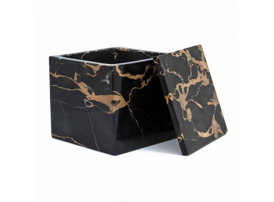 Box mit Deckel in Portoro Marmor Design Square Italian - Maelissa