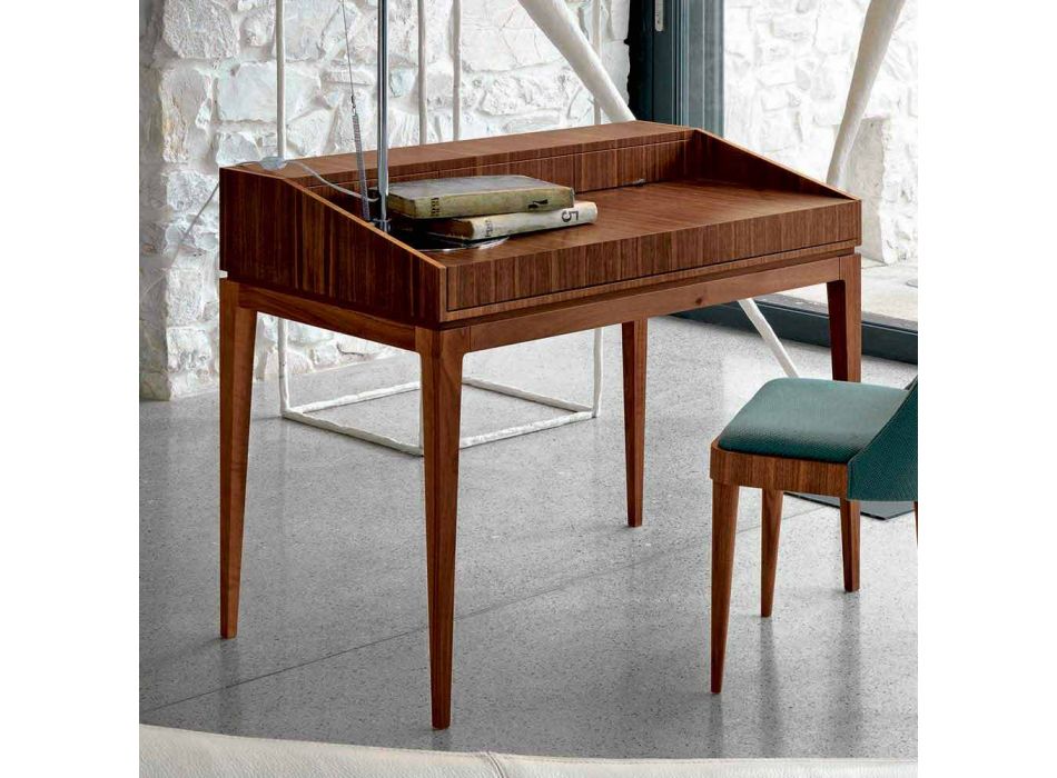 Moderner Schreibtisch aus Nussbaumholz, B 105 x T 65 cm, Acario Viadurini