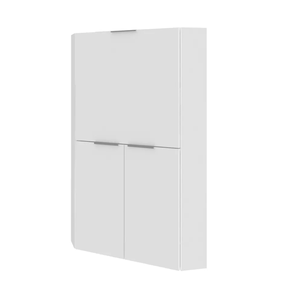 Weißer moderner Eckschreibtisch im italienischen Design aus poliertem Holz - Ghero Viadurini