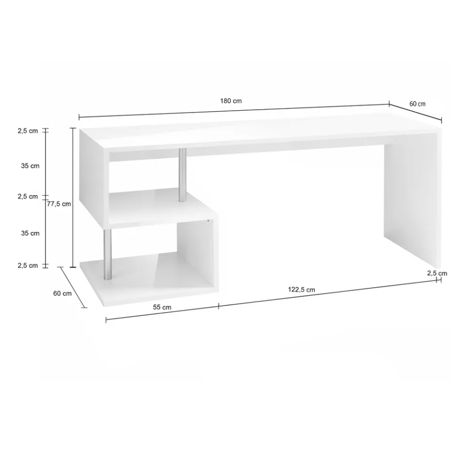 Weißer oder Schiefer Schreibtisch in italienischem Design Holz 3 Größen - Michel Viadurini