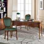 Klassischer Schreibtisch 5 Schubladen aus Holz und Kunstleder Made in Italy - Commodo Viadurini