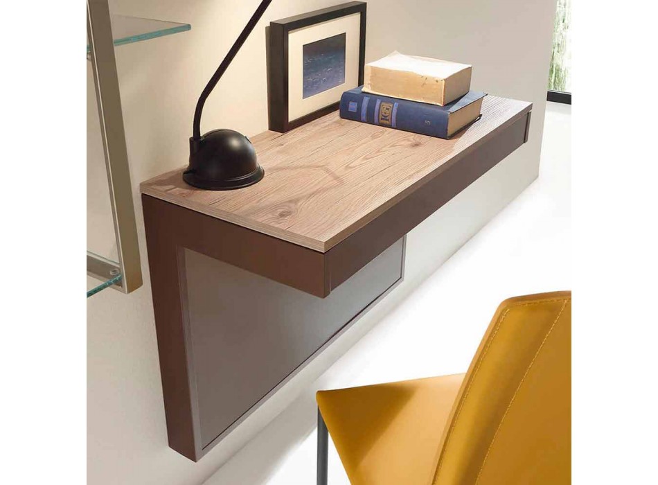 Wandtisch aus Melamin und Metall mit Schublade Made in Italy - Silicon Viadurini