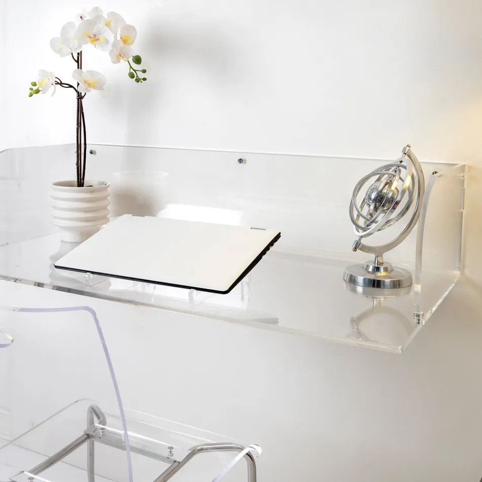 Otilia Plexiglas-Wandschreibtisch im minimalistischen Design, hergestellt in Italien Viadurini
