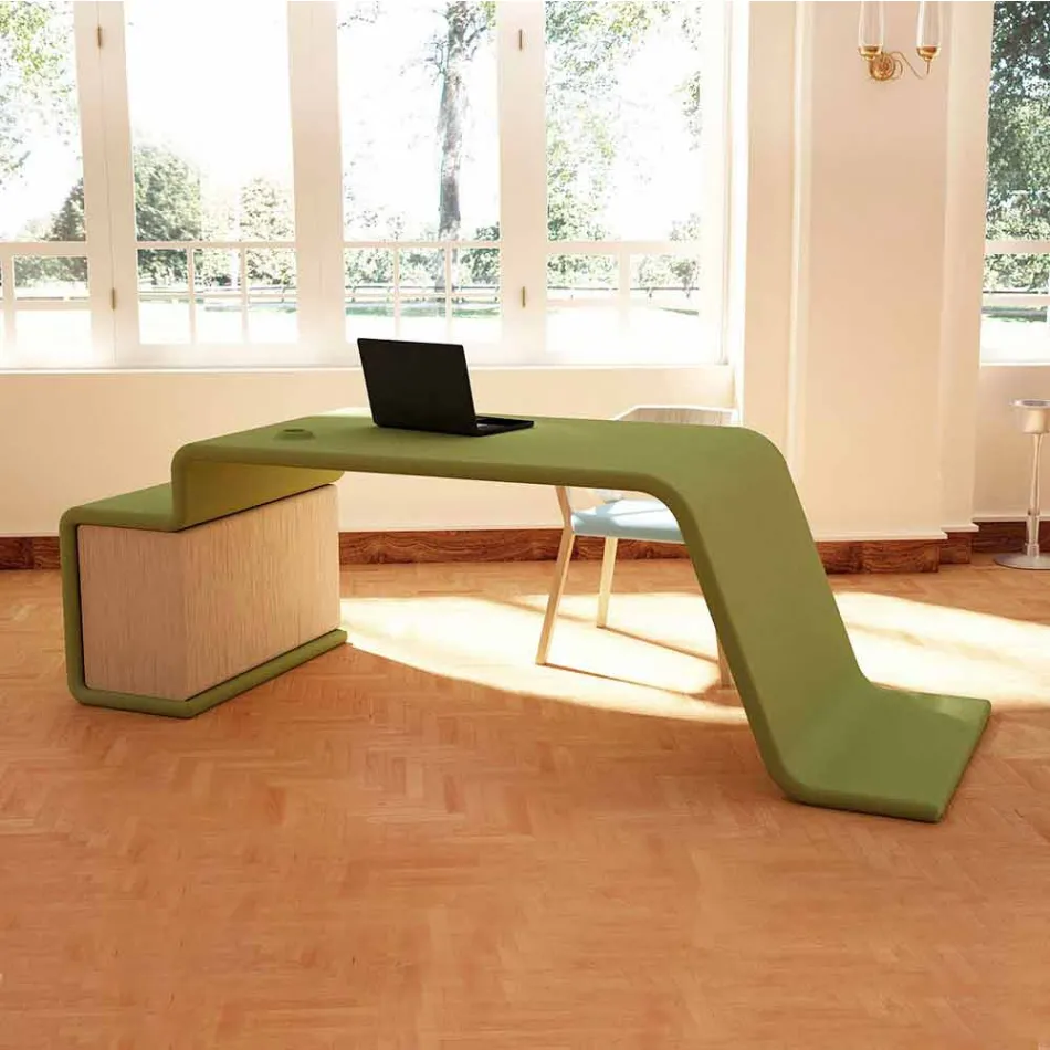 Büroschreibtisch mit hölzerner Kommode, hergestellt in Italien, Terralba Viadurini
