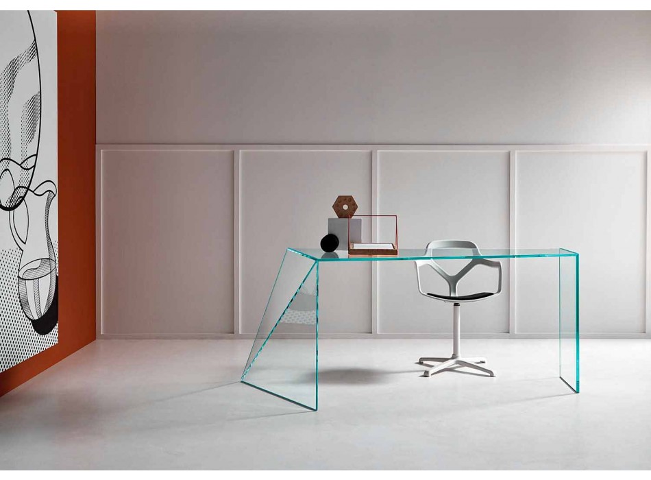 Modernes Design Büro Schreibtisch Extraleichtes Glas Made in Italy - Rosalia Viadurini