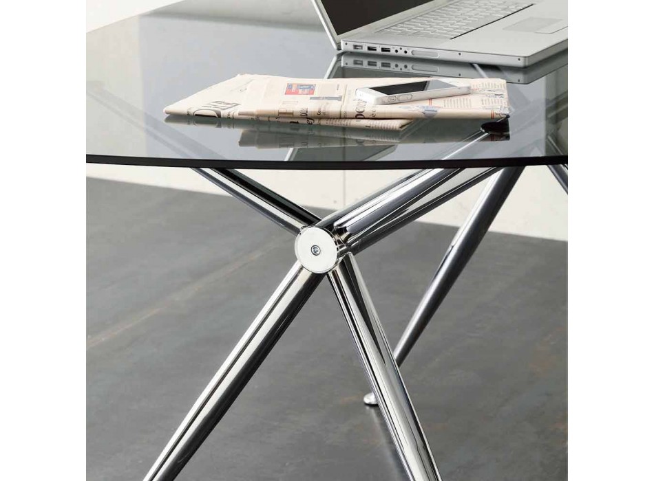 Schreibtisch aus Kristall mit Chromstruktur Made in Italy - Xenon Viadurini