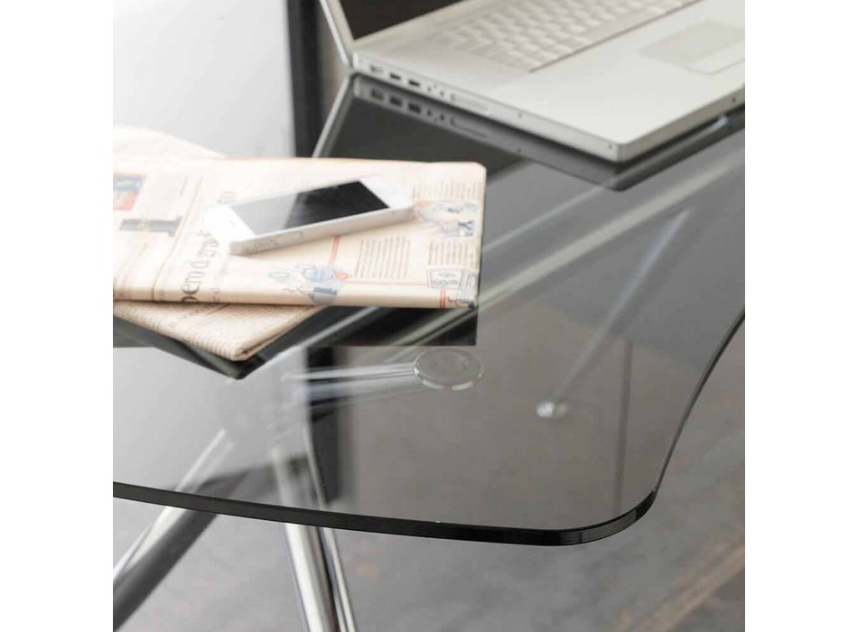 Schreibtisch aus Kristall mit Chromstruktur Made in Italy - Xenon Viadurini