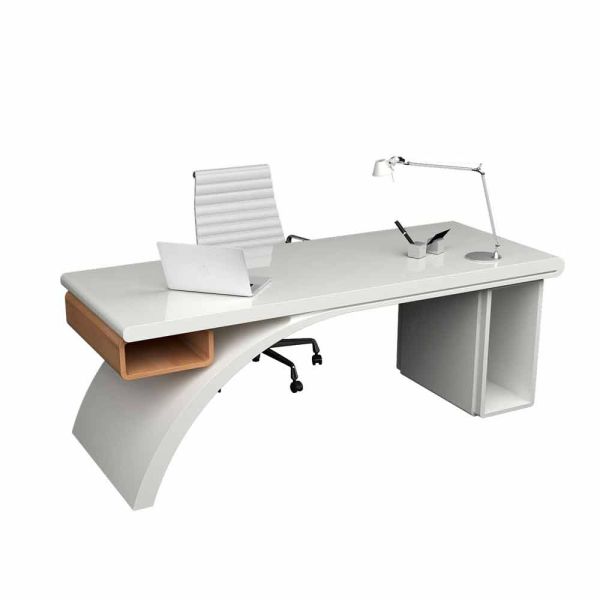 Schreibtisch büro aus holz und solid surface bridge made in italy