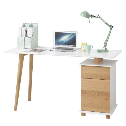 Design-Schreibtisch aus Kiefernholz und MDF-Platte mit Schublade - Ginnesto Viadurini