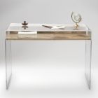 Schreibtisch aus transparentem Plexiglas mit Design-Holzregal - Carducci Viadurini