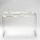 Schreibtisch aus transparentem Plexiglas mit Design-Holzregal - Carducci Viadurini