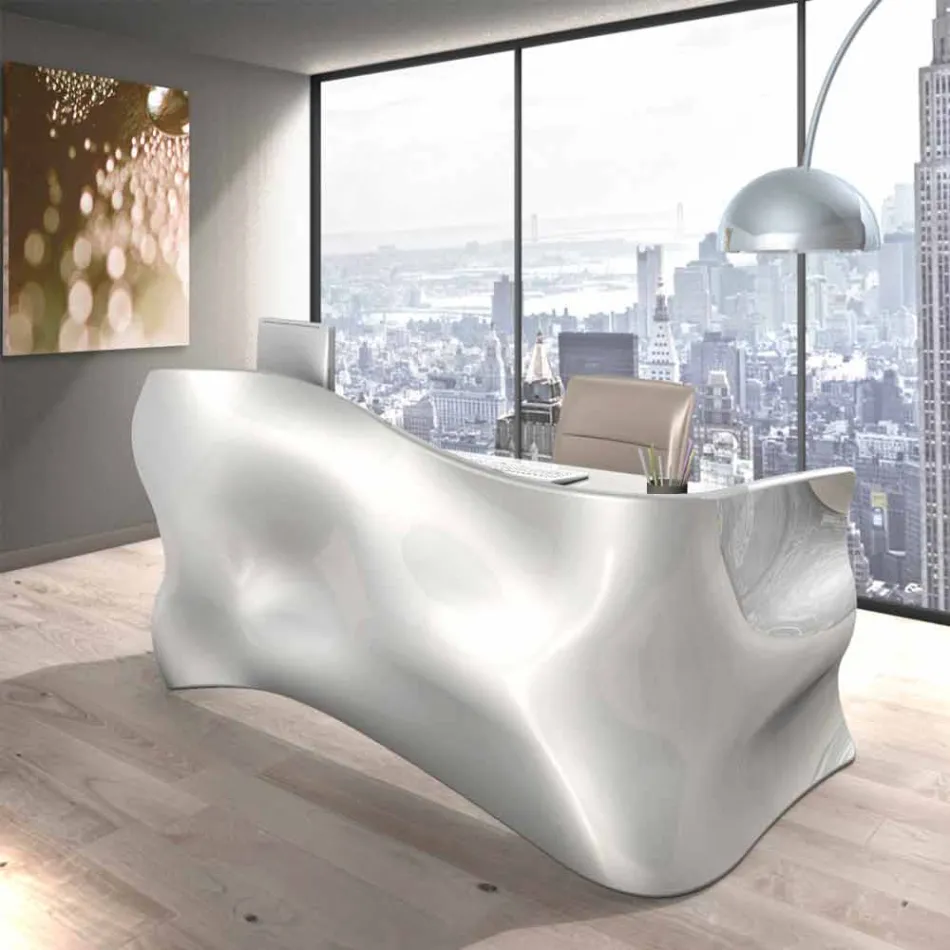 Moderner Schreibtisch Büro Veil, made in Italy Viadurini