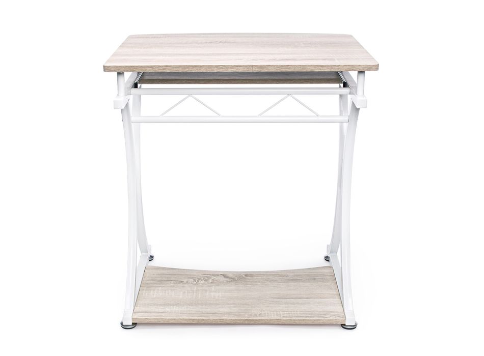 Platzsparender Schreibtisch aus Stahl und Mdf mit ausziehbarer Designplatte - Arnica Viadurini