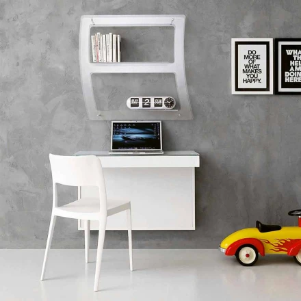 Abgehängter Schreibtisch aus Kristall mit Metallstruktur Made in Italy - Silicon Viadurini