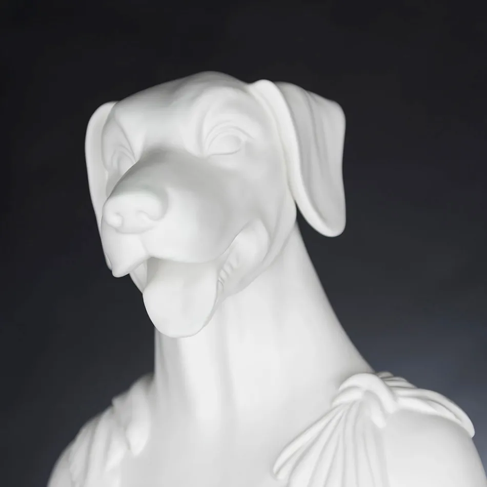 Weiße handgefertigte Keramikskulptur 100 % Made in Italy Fabas 1 Viadurini