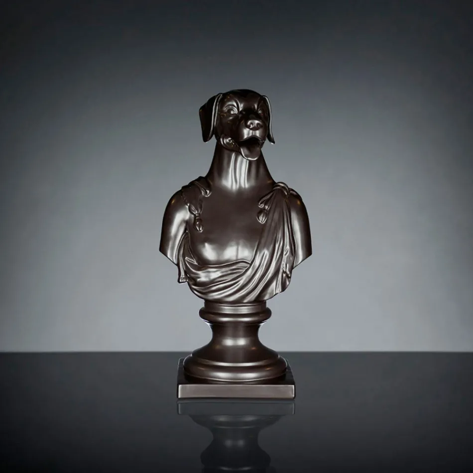 Schwarze handgefertigte Keramikskulptur 100 % Made in Italy Fabas 2 Viadurini