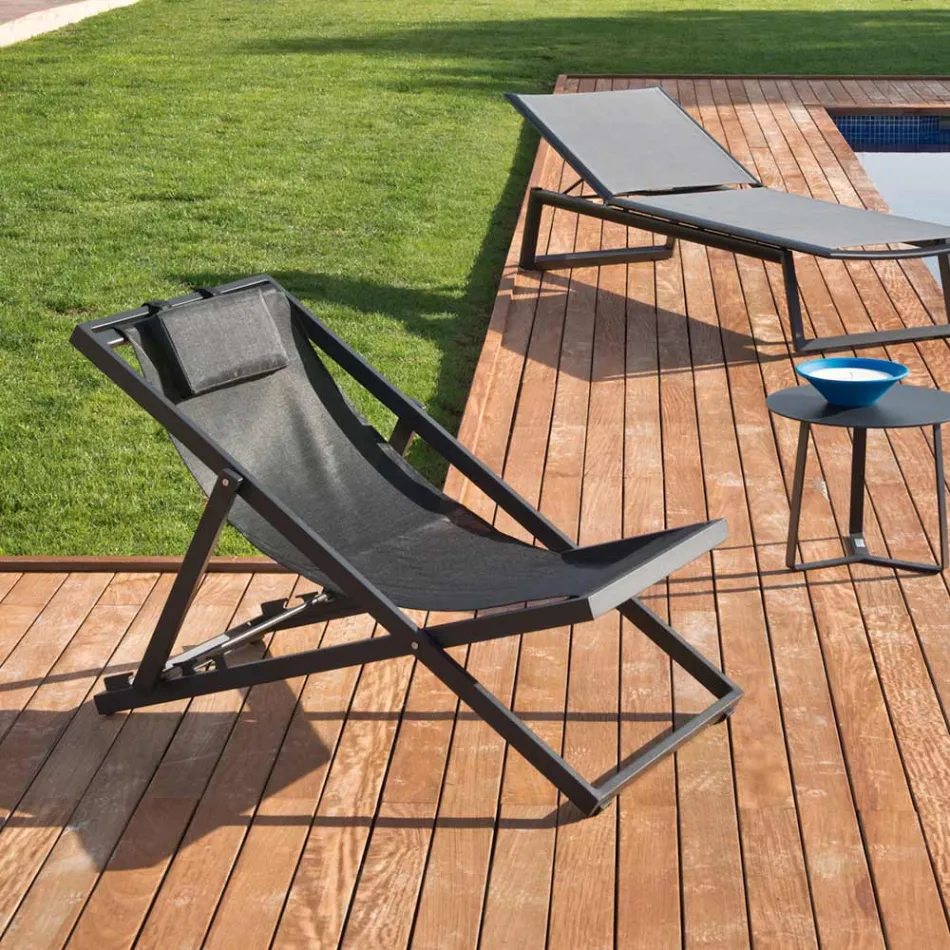 Gartenliege aus lackiertem Aluminium und Textilene, 2 Stück - Jhonathan Viadurini