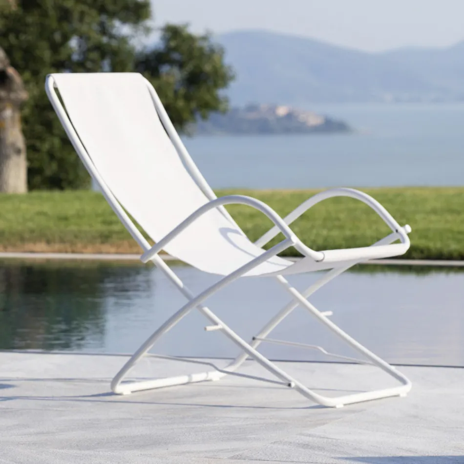 Klappbarer Gartenliegestuhl aus verzinktem Stahl Made in Italy 2 Stück - Hobbit Viadurini