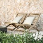 Klappbarer Outdoor-Liegestuhl aus Teakholz und WaProLace mit Kissen Made in Italy - Oracle Viadurini