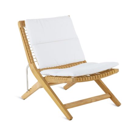 Klappbarer Outdoor-Liegestuhl aus Teakholz und WaProLace mit Kissen Made in Italy - Oracle Viadurini