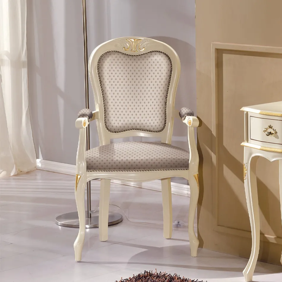 Kopf des Tischstuhls aus Holz mit Stoffbezug Made in Italy - Majestät Viadurini