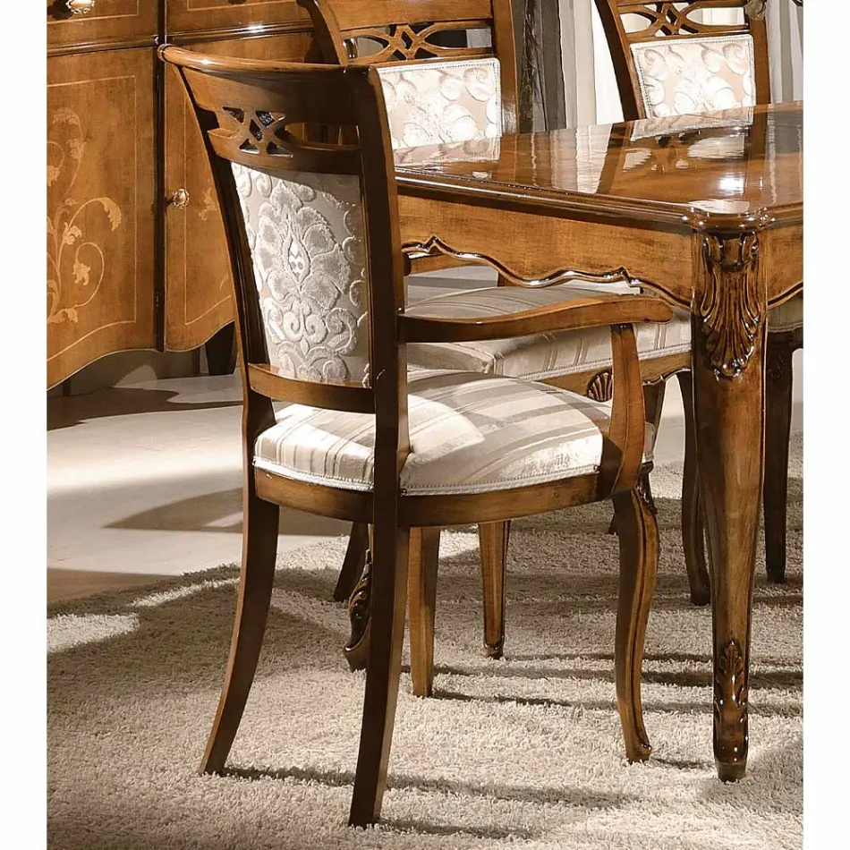 Klassischer Polsterstuhl aus Nussbaum oder weißem Holz Made in Italy - Caligola Viadurini