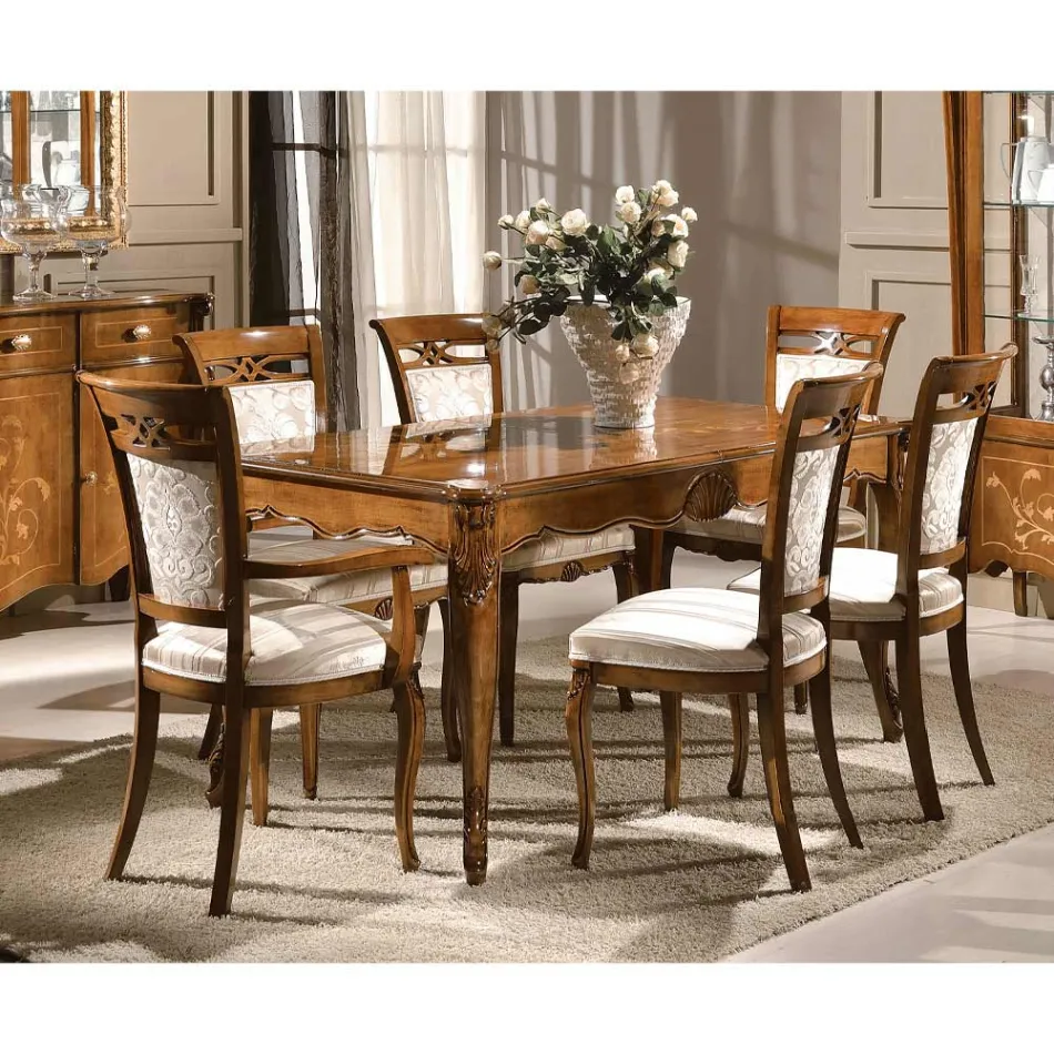 Klassischer Polsterstuhl aus Nussbaum oder weißem Holz Made in Italy - Caligola Viadurini