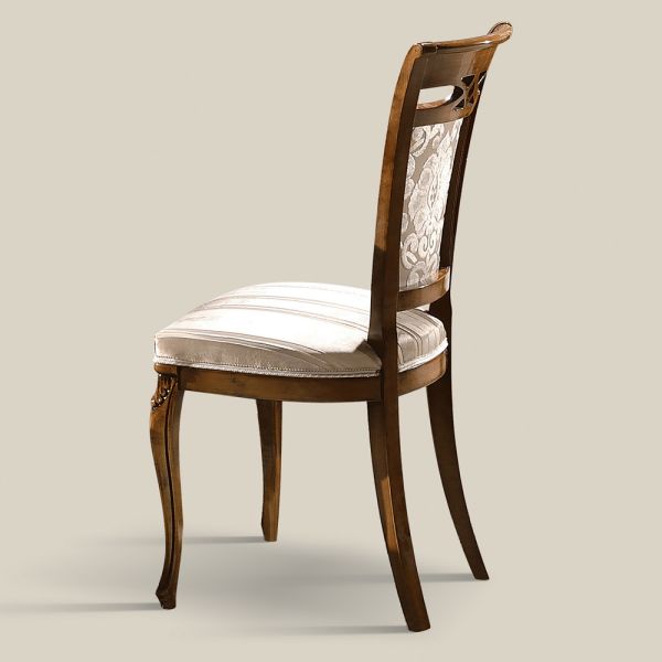 Klassischer polsterstuhl aus nussbaum oder weißem holz made in italy - caligola