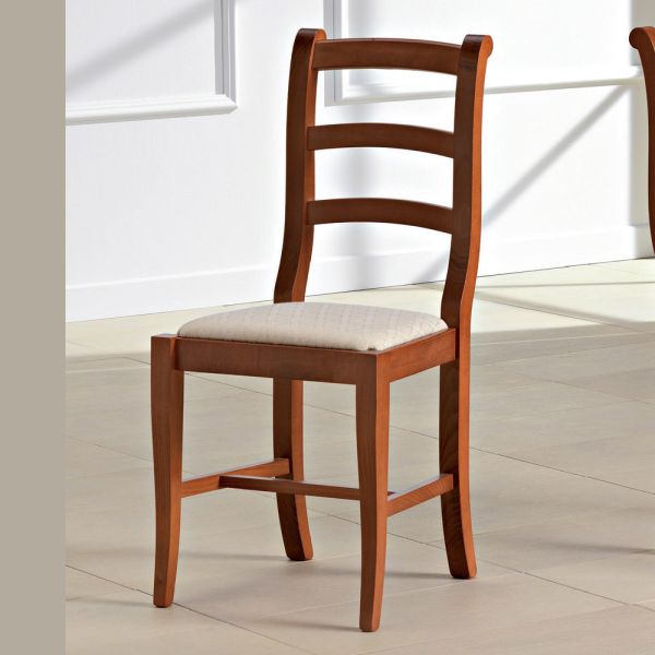 Klassischer stuhl aus holz und sitz aus stoff design made in italy - baptiste