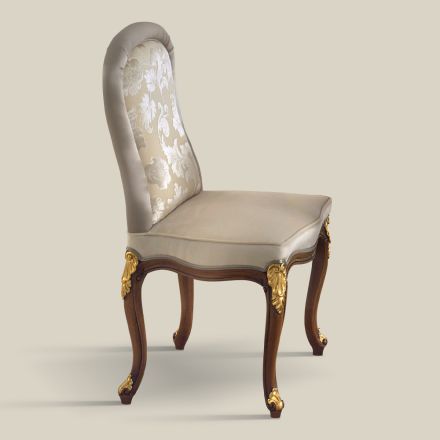 Klassischer Stuhl aus Nussbaumholz und gepolstertem Stoff Made in Italy - Barock Viadurini