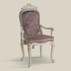Klassischer Stuhl Weißes Holz und gepolsterter Stoff Made in Italy - Barock Viadurini