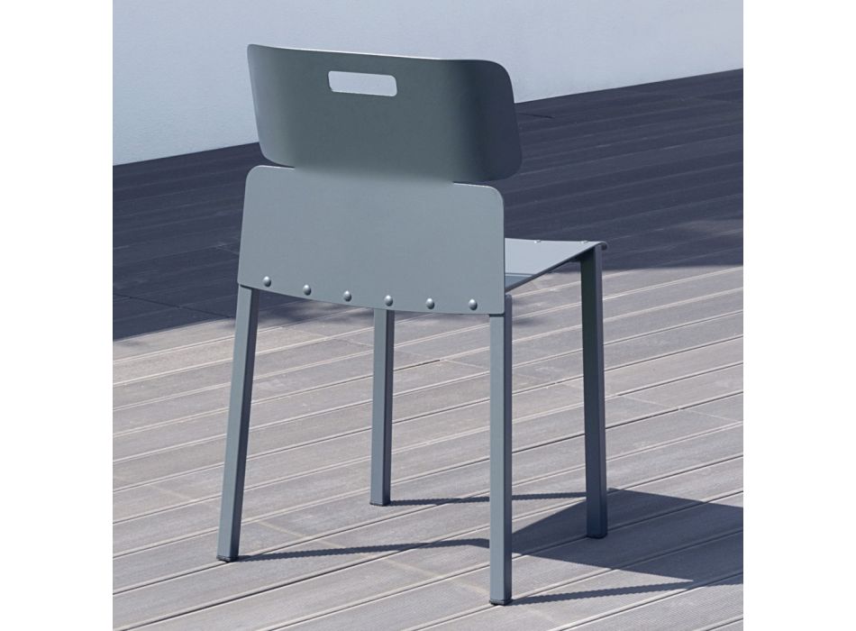 Farbiger stapelbarer Stuhl für den Außenbereich aus Aluminium Made in Italy - Dobla Viadurini