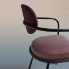 Vintage Design Stuhl mit Armlehnen aus Stahl und farbigem Stoff - Ula Viadurini