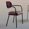 Stuhl mit Armlehnen im Vintage-Design aus Stahl und farbigem Stoff - Ula