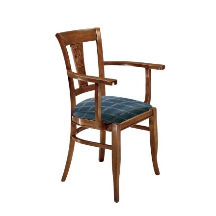 Stuhl mit Armlehnen aus Buche, gepolstert mit Schaumgummi, hergestellt in Italien – Eldarite Viadurini