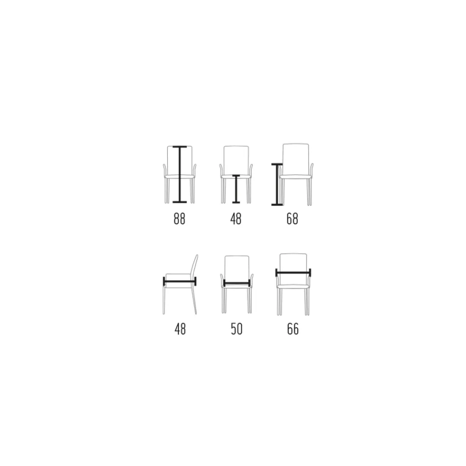 Stuhl mit Armlehnen, gepolstert mit elfenbeinfarbenem Leder, hergestellt in Italien – Schale Viadurini