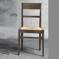 Küchenstuhl aus Buchenholz und Sitz aus Stroh italienisches Design - Davina