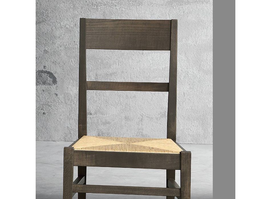 Küchenstuhl aus Buchenholz und Sitz aus Stroh italienisches Design - Davina Viadurini