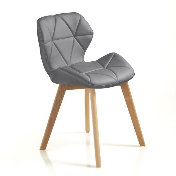 Küchenstuhl aus kunstleder und massivholz 2-teilig - fiorenzuola