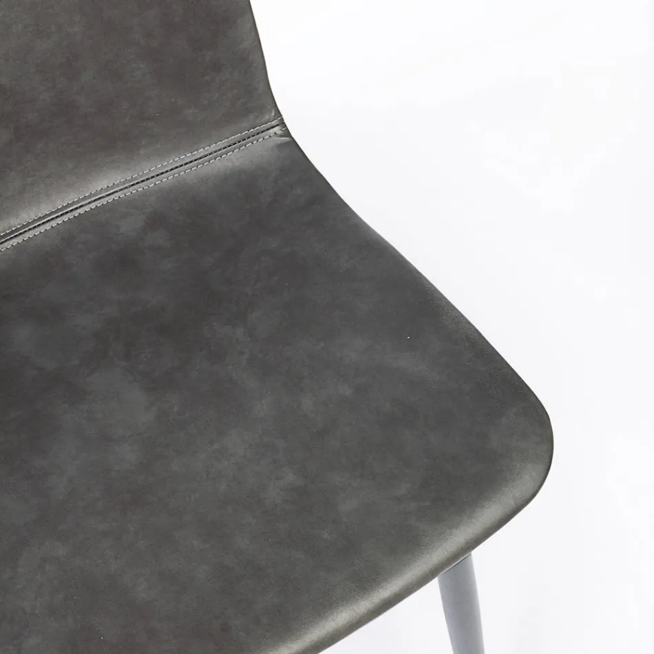 Vintage Design Küchen- oder Wohnzimmerstuhl aus Stahl und Kunstleder 2 Stück - Rekko Viadurini