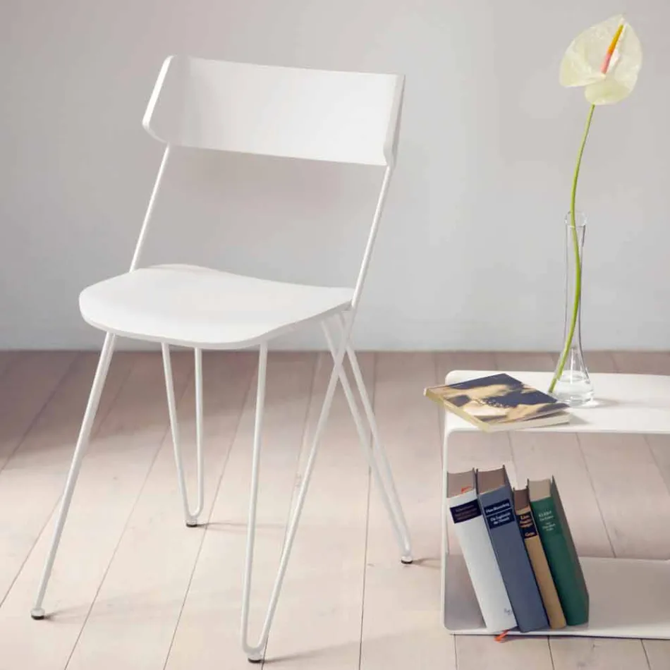 Handgefertigter Küchenstuhl aus Holz und Edelstahl Made in Italy - Granada Viadurini