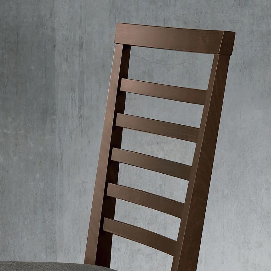 Küchenstuhl aus Holz und Sitz aus italienischem Designstoff - Jeanine Viadurini