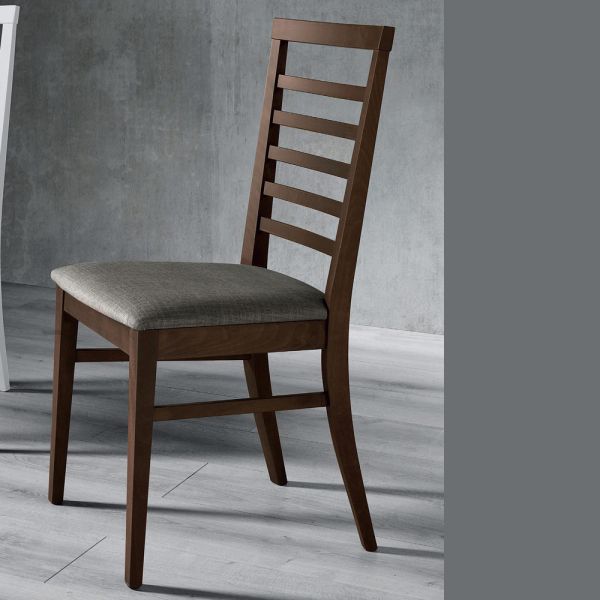 Küchenstuhl aus holz und sitz aus italienischem designstoff - jeanine