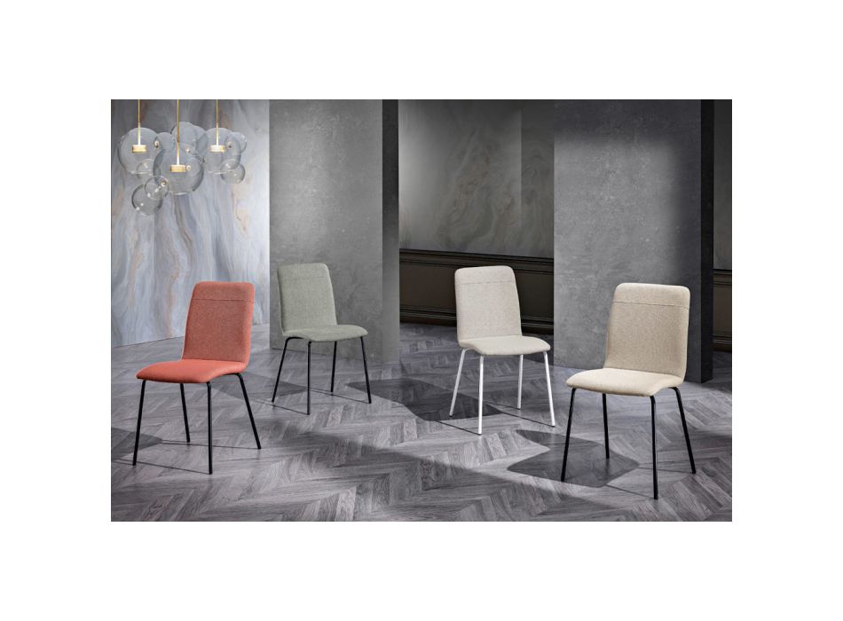 Küchenstuhl aus farbigem Stoff und Metall im modernen Design – Hermine Viadurini