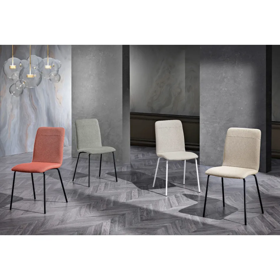 Küchenstuhl aus farbigem Stoff und Metall im modernen Design – Hermine Viadurini