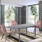 Stoffküchenstuhl mit schwarzen Metallbeinen 4 Stück - Hellblau Viadurini