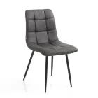 Stoffküchenstuhl mit schwarzen Metallbeinen 4 Stück - Hellblau Viadurini