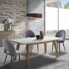 Küchenstuhl aus Samteffekt Stoff und Metall 4 Teile - Renetta Viadurini