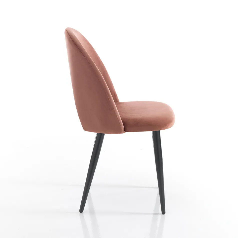 Küchenstuhl aus Samteffekt Stoff und Metall 4 Teile - Renetta Viadurini